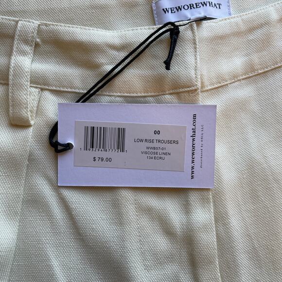NWT WeWoreWhat x Revolve Women's Size 00 Off White Linen Blend Ivory Trousers - Picture 4 of 8